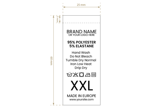 Étiquette de composition avec taille Modèle TC-M184
