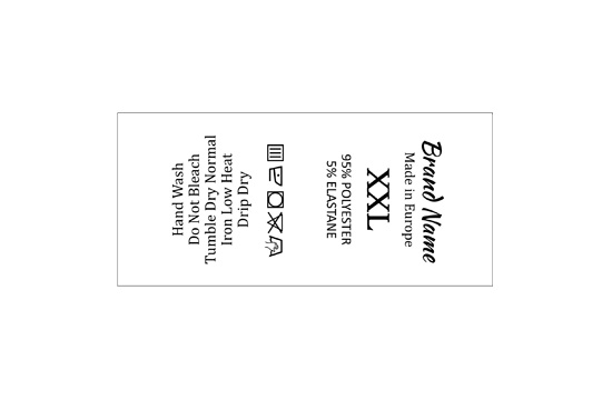 Étiquette d'entretien avec taille Modèle TC-M31