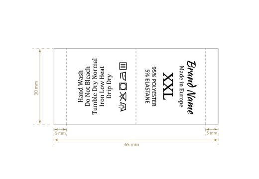 Étiquette d'entretien avec taille Modèle TC-M31
