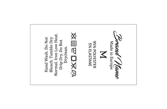 Étiquette lavage des textiles avec taille Modèle TC-M336