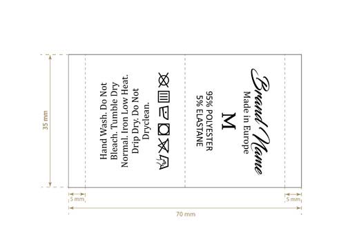 Étiquette lavage des textiles avec taille Modèle TC-M336
