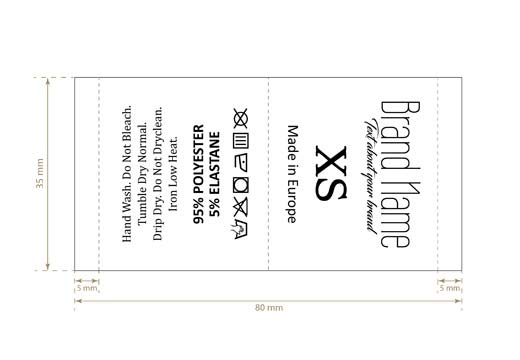 Étiquette lavage des textiles avec taille Modèle TC-M337